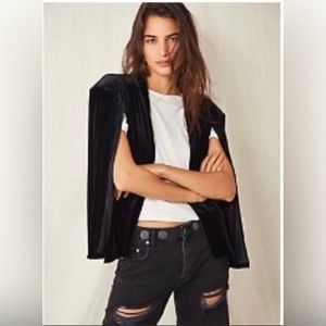 NWOT Free People Ever After Velvet Cape BLACK o/s